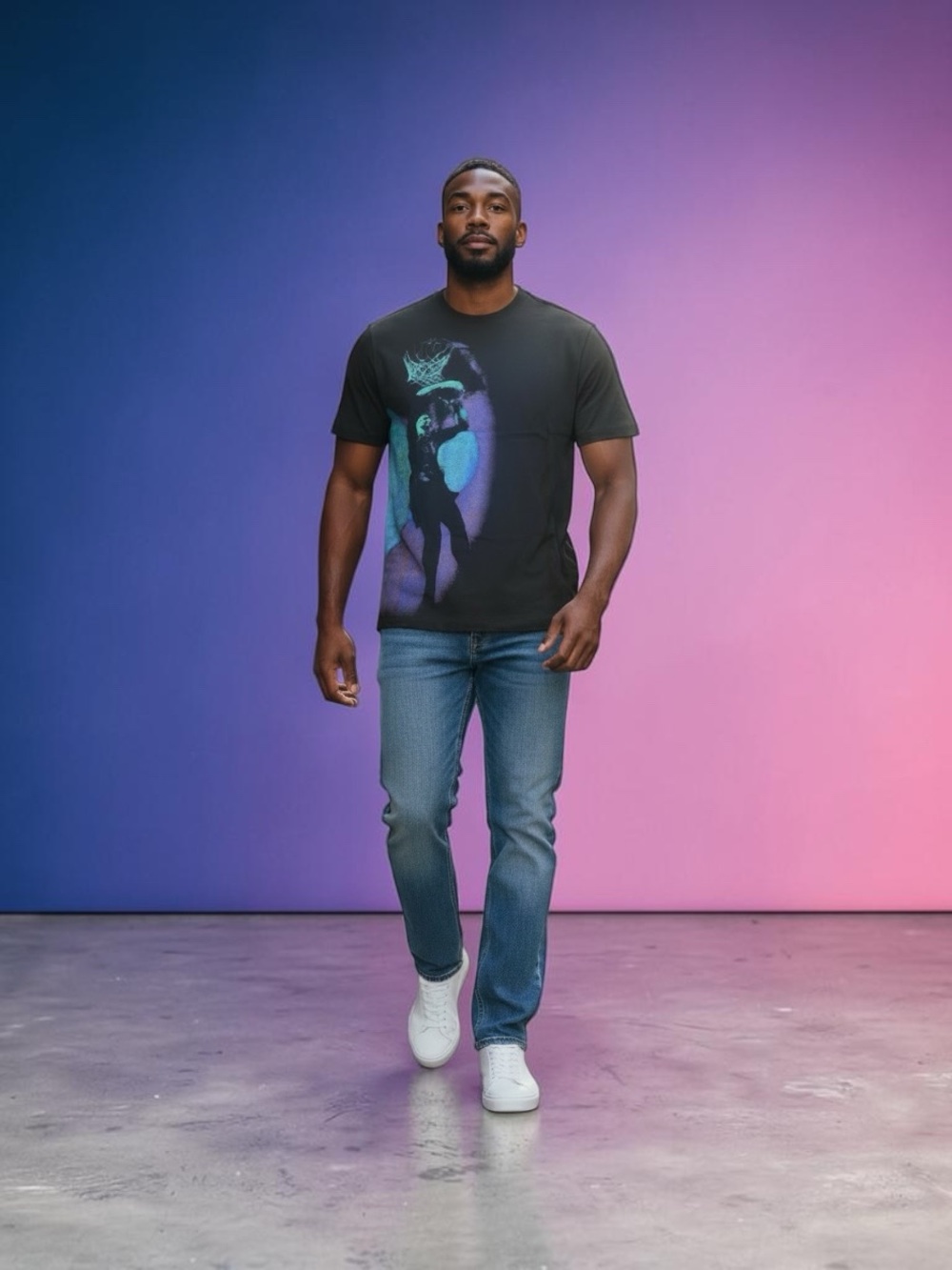 Nike Black Jordan T-Shirt with Purple & Teal Dunk Graphic NWT - Picture 3 of 9